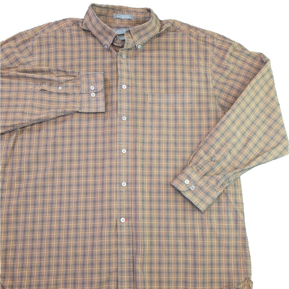 VINTAGE MEN'S XL DANIEL CREMIEUX 100% Egyptian Cotton Plaid Short Sleeve Shirt